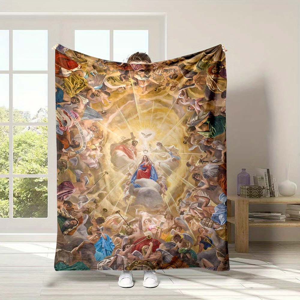 Christmas Throw Blanket - Sacred Virgin Mary Angels Heaven Religious