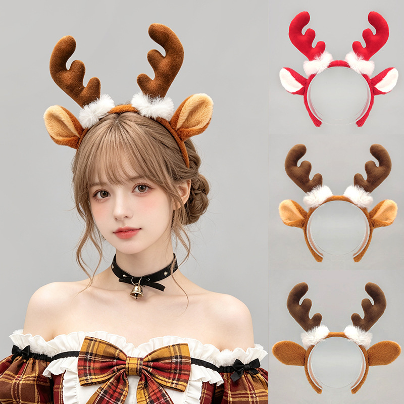 Reindeer Antlers Headband - Headband Furry Reindeer Antler Moose Ear