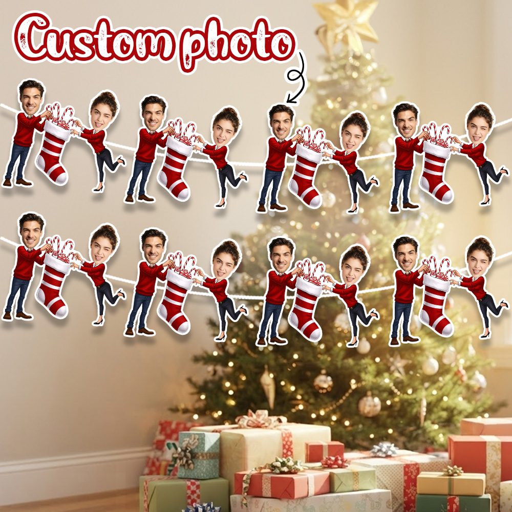 Christmas Stocking Hanging - 8/16/24PC Custom Photo Christmas Stocking Couple