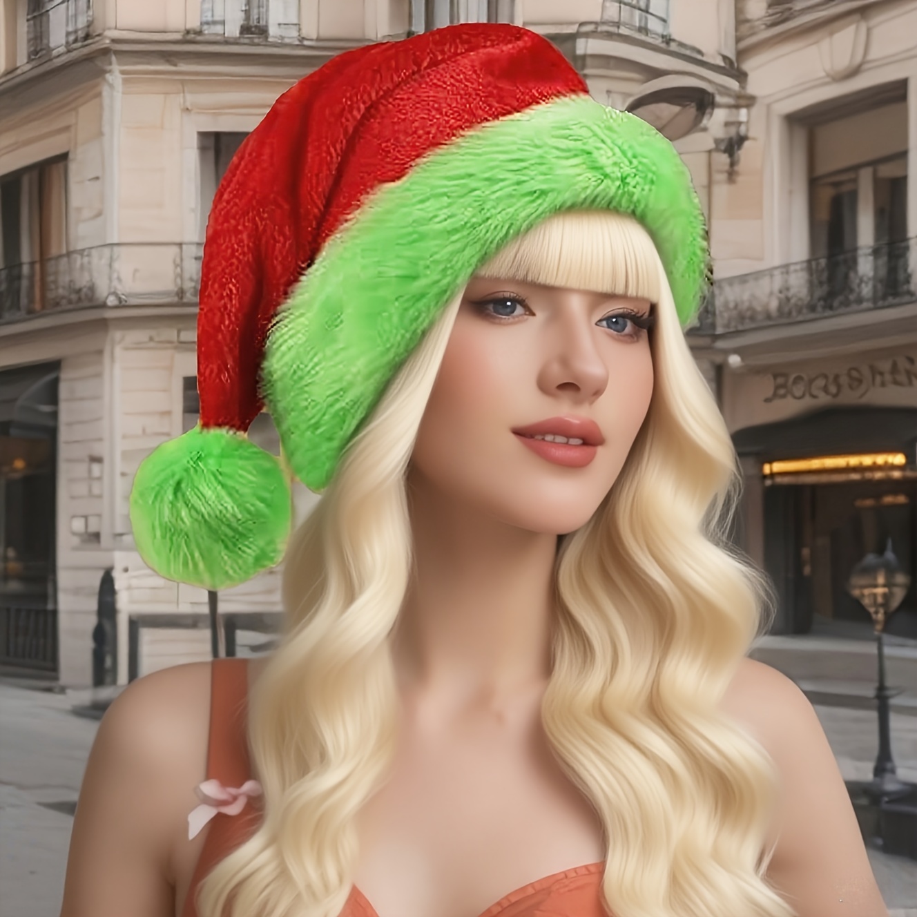 Fluorescent Green Edge Red San - огляд і ціна Santa Hat Plush