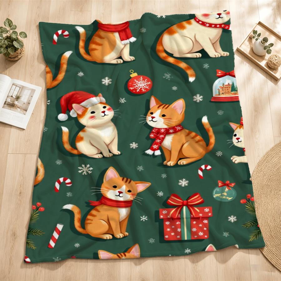 Cozy Vintage Holiday Kitten Fl - огляд і ціна Christmas Throw Blanket