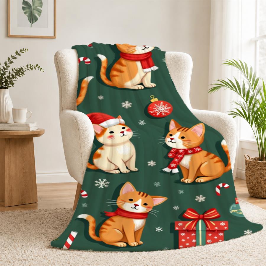 Cozy Vintage Holiday Kitten Fl - огляд і ціна Christmas Throw Blanket