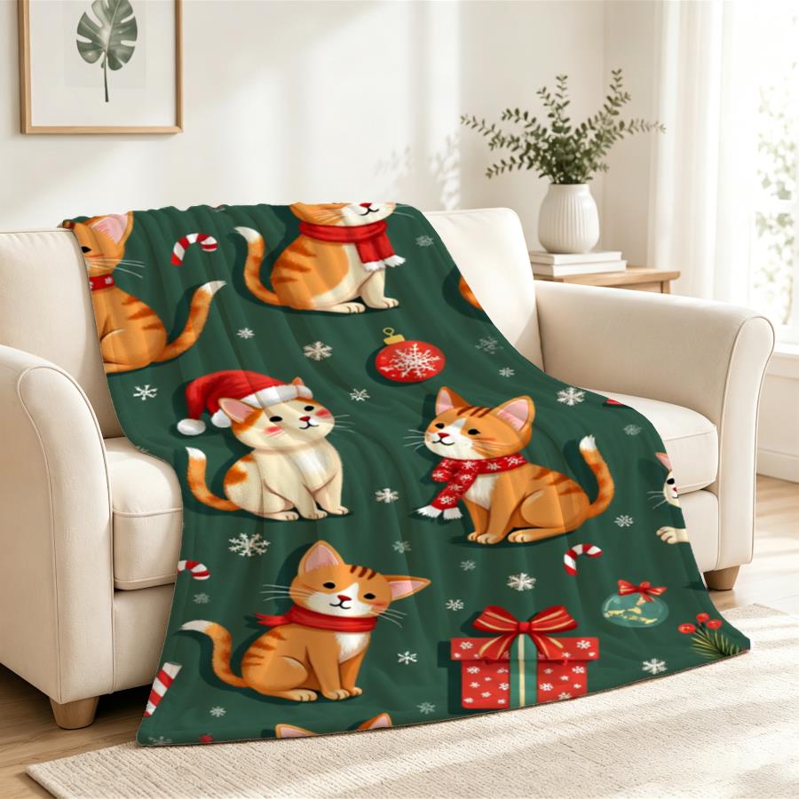 Cozy Vintage Holiday Kitten Fl - огляд і ціна Christmas Throw Blanket